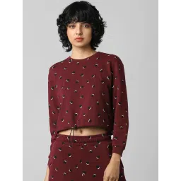 Only Wine Cotton Polka Dot Printed Crop Sweatshirt-picture-29