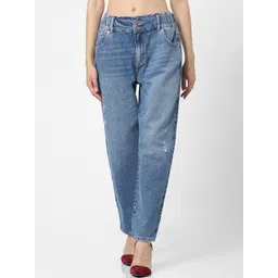 ONLY Women Blue High-Rise Low Distress Light Fade Jeans-picture-18