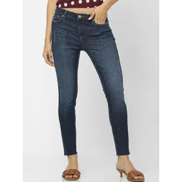 ONLY Women Blue Skinny Fit High-Rise Low Distress Heavy Fade Jeans-picture-24