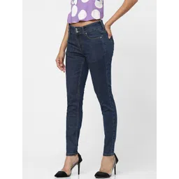 ONLY Women Blue Skinny Fit High-Rise Low Distress Jeans image 2