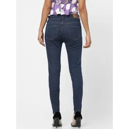 ONLY Women Blue Skinny Fit High-Rise Low Distress Jeans image 4