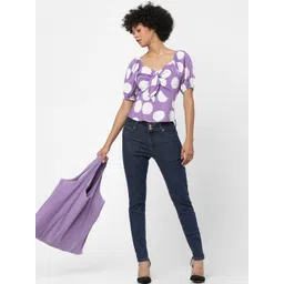 ONLY Women Blue Skinny Fit High-Rise Low Distress Jeans image 5