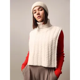 ONLY Women Cable Knit Ribbed Poncho with Fuzzy Detail-picture-20