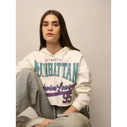 ONLY Women Cotton Typography Printed Hooded Long Sleeves Casual Sweatshirt-picture-38