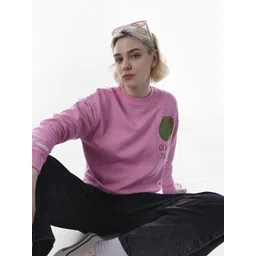 ONLY Women Graphic Printed Round Neck Oversized Pullover Sweatshirt-picture-42