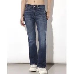 only Women Lightly Washed Distressed Flared Jeans-picture-17