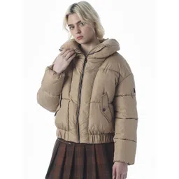 ONLY Women Mock Collar Solid Puffer Jacket-picture-24