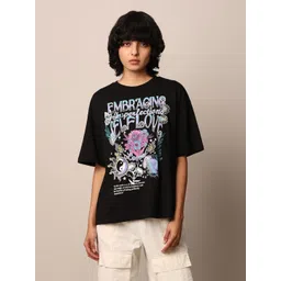 ONLY Women Printed Round Neck Cotton Oversized T-Shirt-picture-25