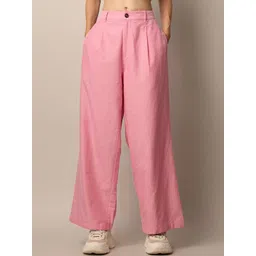 ONLY Women Regular Fit Cotton Pleated Trousers-picture-19