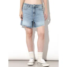 ONLY Women Regular Fit Washed Denim Shorts-picture-10