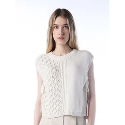ONLY Women Ribbed Self Design Fuzzy Sleeveless Pullover-picture-16