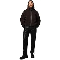 only Women Self Design Fur Stand Collar Puffer Jacket-picture-51