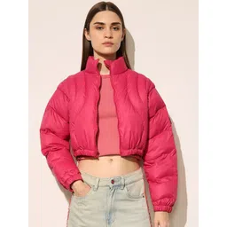 ONLY Women Solid Mock Collar Crop Puffer Jacket-picture-25