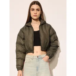 ONLY Women Solid Mock Collar Crop Puffer Jacket-picture-40