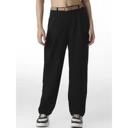 ONLY Women Solid Straight Fit High-Rise Pleated Trousers-picture-38