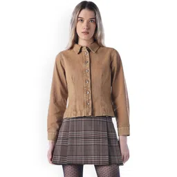 ONLY Women Spread Collar Solid Denim Jacket-picture-17