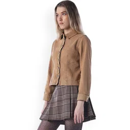 ONLY Women Spread Collar Solid Denim Jacket image 3