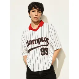 ONLY Women Striped Polo Collar Oversized T-shirt-picture-26