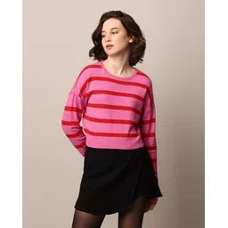 only Women Striped Round-Neck Pullover-picture-53