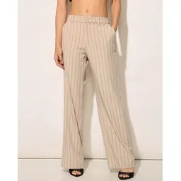 only Women Striped Straight Fit Flat-Front Pants-picture-15