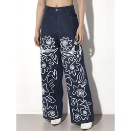 ONLY Women Wide Leg High-Rise Embroidered Jeans-picture-30