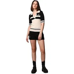 only Women's Cotton Striped Slim Fit Polo Shirt-picture-14