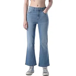 only Women's Solid Flared High Rise Black Jeans-picture-11