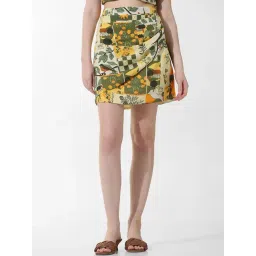 Only Yellow & Green Cotton Printed Skirt-picture-29