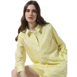 Only Yellow and White Cotton Self Design Shirt-picture-34