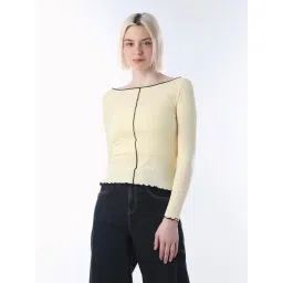 Only Yellow Polyester Woven Design Top-image-42