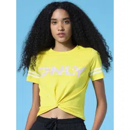 Only Yellow Round Neck Printed T-Shirt-picture-42