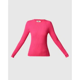 only Women Ribbed Fitted Round-Neck Pullover image 5