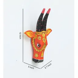 ons interior industry Multicolor Cow Sclupture Mango Wood Wall Mask image 2