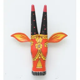 ons interior industry Multicolor Cow Sclupture Mango Wood Wall Mask image 3