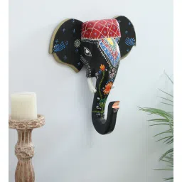ons interior industry Black Elephant Sclupture Mango Wood Wall Mask-picture-37