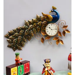 ons interior industry Blue Iron Peacock Feather Traditional Wall Clock-picture-10