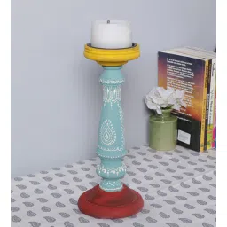 ons interior industry Blue Wood Table Candle Holder-picture-14