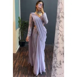 ontic lifestyle Solid/Plain Bollywood Chiffon, Georgette Saree-picture-26