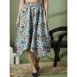 OOMPH! FACTOR Floral Printed A-Line Midi Length Skirt-picture-29