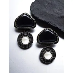 OOMPH Artificial Stones Studded Contemporary Shaped Drop Earrings-picture-30