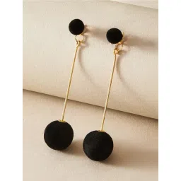 OOMPH Black Pom Pom Ear Jacket Fashion Drop Earrings for Women-picture-25