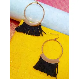 Oomph Black Tassel Ring Fashion Dangler Earrings-picture-33