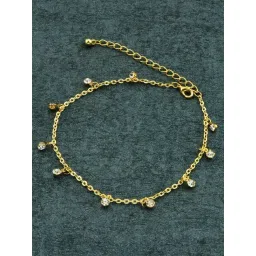 OOMPH Crystal Gold-Tone Delicate Fashion Stylish Latest Anklet for Women-picture-16