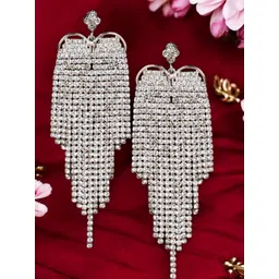 OOMPH Crystals Studded Geometric Shaped Drop Earrings-picture-32