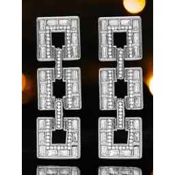 OOMPH Crystals Studded Square Shaped Drop Earrings-picture-16