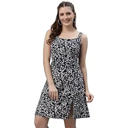 oomph! Dress for Women Stylish| Summer Vacation Style |Floral Print Spaghetti Strap |Mini DressFor Women's & Girl's |Lightweight Flared Dress for Casual & Holiday Wear-picture-23