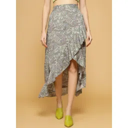 Oomph! Ethnic Printed Tulip Wrap Midi Skirt-picture-30