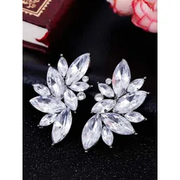 OOMPH Floral Cubic Zirconia Studs Earrings-picture-16