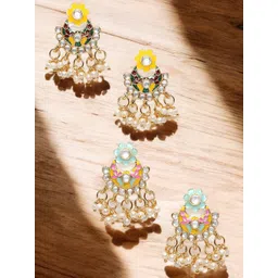 OOMPH Floral Jhumkas Earrings-picture-22