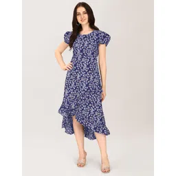 Oomph! Floral Print Flutter Sleeve Crepe A-Line Maxi Dress-picture-36